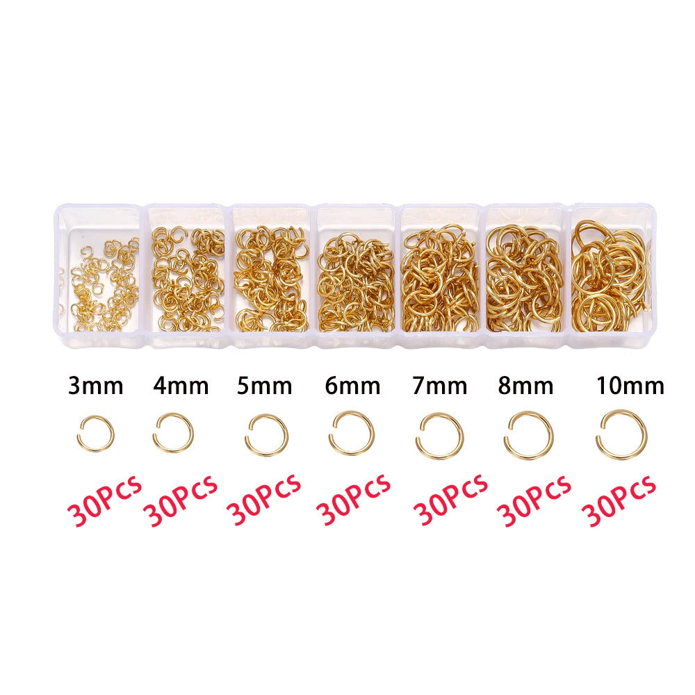 210-400pcs/Box Jewelry Making Kits Lobster Clasp Open Jump Rings End Crimps Beads Box Handmade DIY Bracelet Necklace Findings