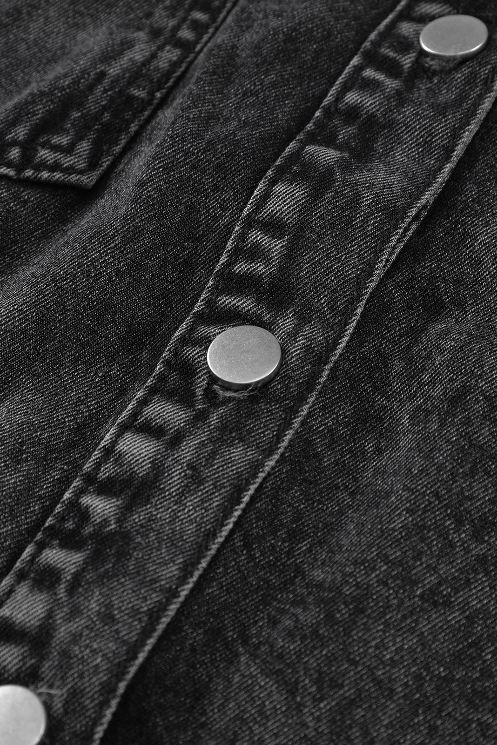 Blank Apparel - Black Pocket Raw Hem Buttoned Denim Jacket