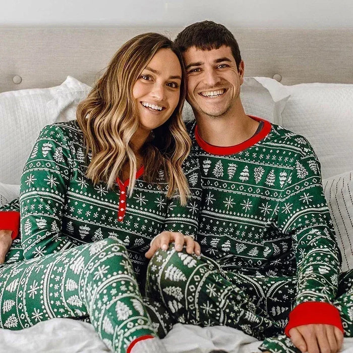 Women Men Boys Girls Christmas Pajamas Set All Over Print 2 Pieces Suit Loungewear Casual Loose Clothing Sets Xmas Family Look