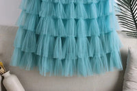 Medium-length Wire Mesh Spliced Cake Skirt 2023 Spring Summer Autumn/winter New Style A- line Long Dress Puffy Dress