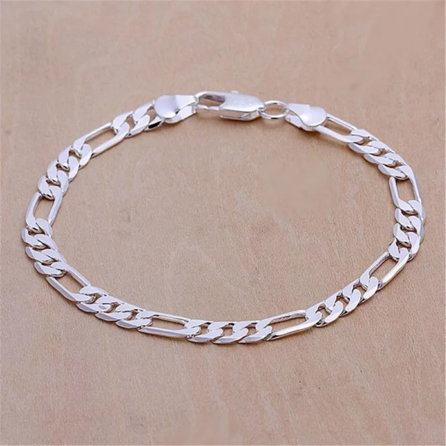 925 Sterling Silver Exquisite Solid Chain Bracelet Fashion Charm Women Men Solid Wedding Cute Simple Models Jewelry