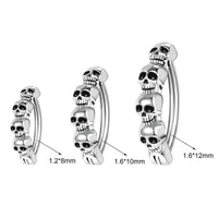 ZS 14/16G 925 Sliver Navel Piercing Ring Punk Skull Belly Button Rings for Men Steel Color Belly BCR Body Piercings Jewelry