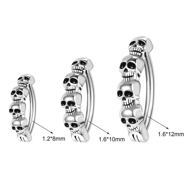 ZS 14/16G 925 Sliver Navel Piercing Ring Punk Skull Belly Button Rings for Men Steel Color Belly BCR Body Piercings Jewelry