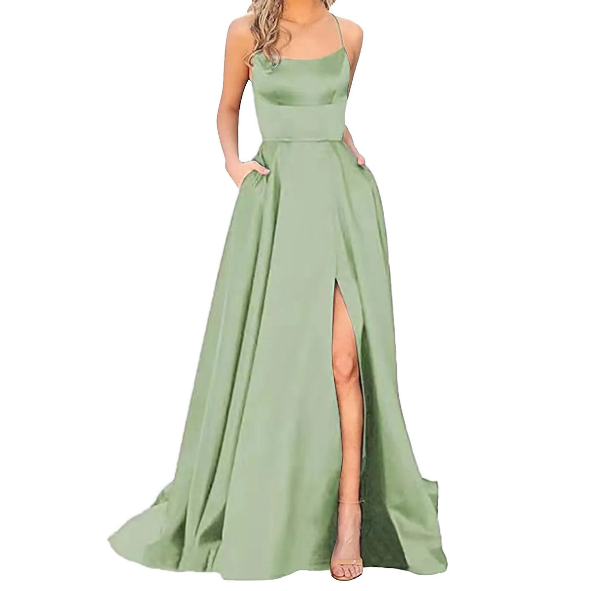 Solid Fit And Flare Women Prom Dresses Ladies Long Lady Elegant Backless Long Dresses Side Slit Wedding Evening Party Dress