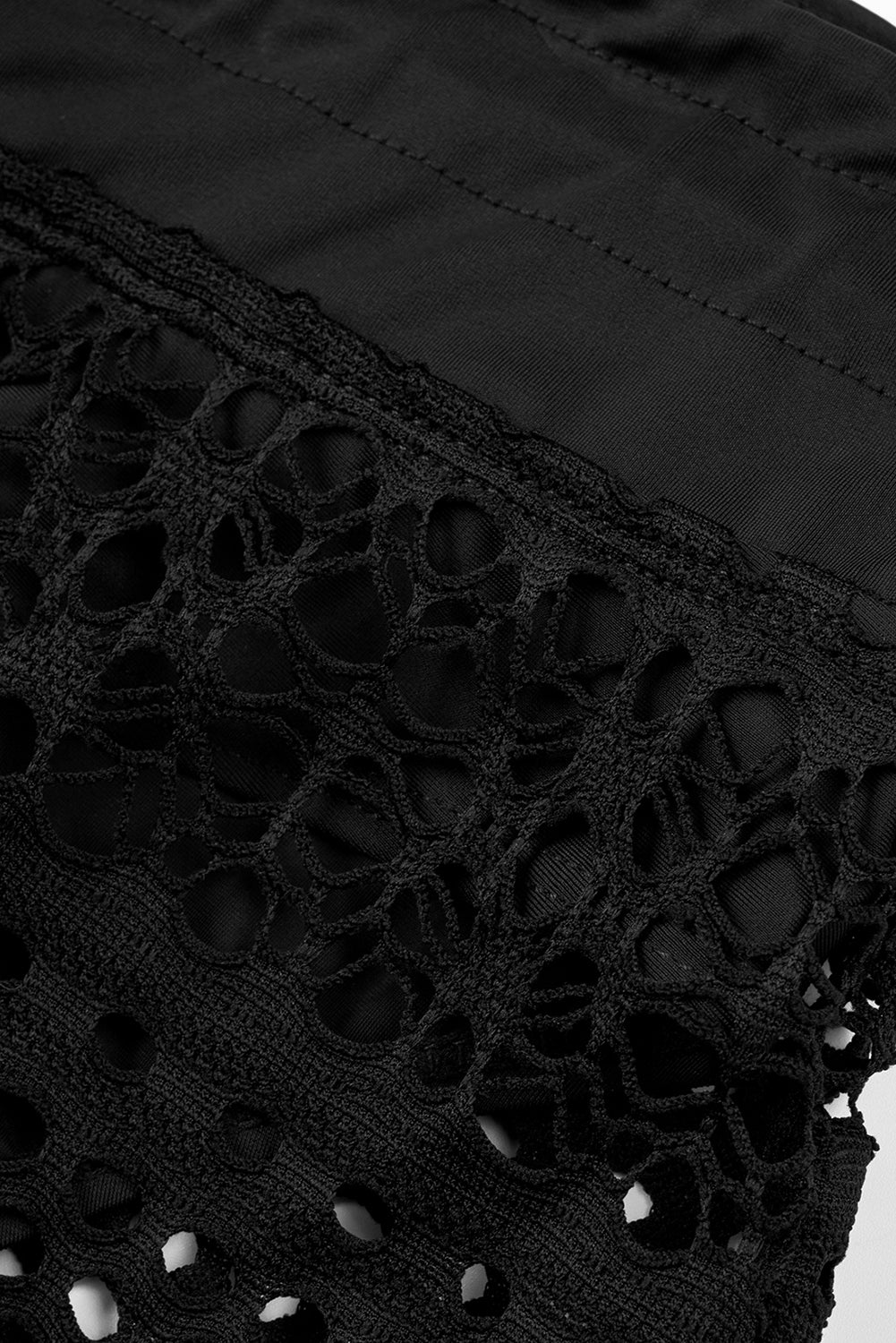 Black Lace Shorts Attached Swim Bottom