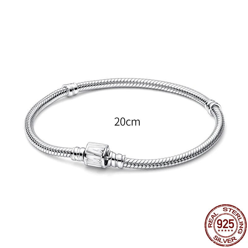 New in 925 Sterling Silver Snake Chain Charm Bracelet Fits Original 925 Pendant Charm BeadS For Women Heart Bracelets Jewelry