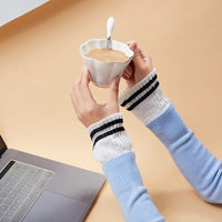 Women Fake Arm Sleeves with Short Tassels White and Black Pleated Cuff Beautiful Lace Accessories Outdoor Embellishments