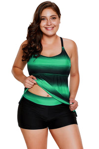 Greenish Strappy Hollow-out Back Tankini