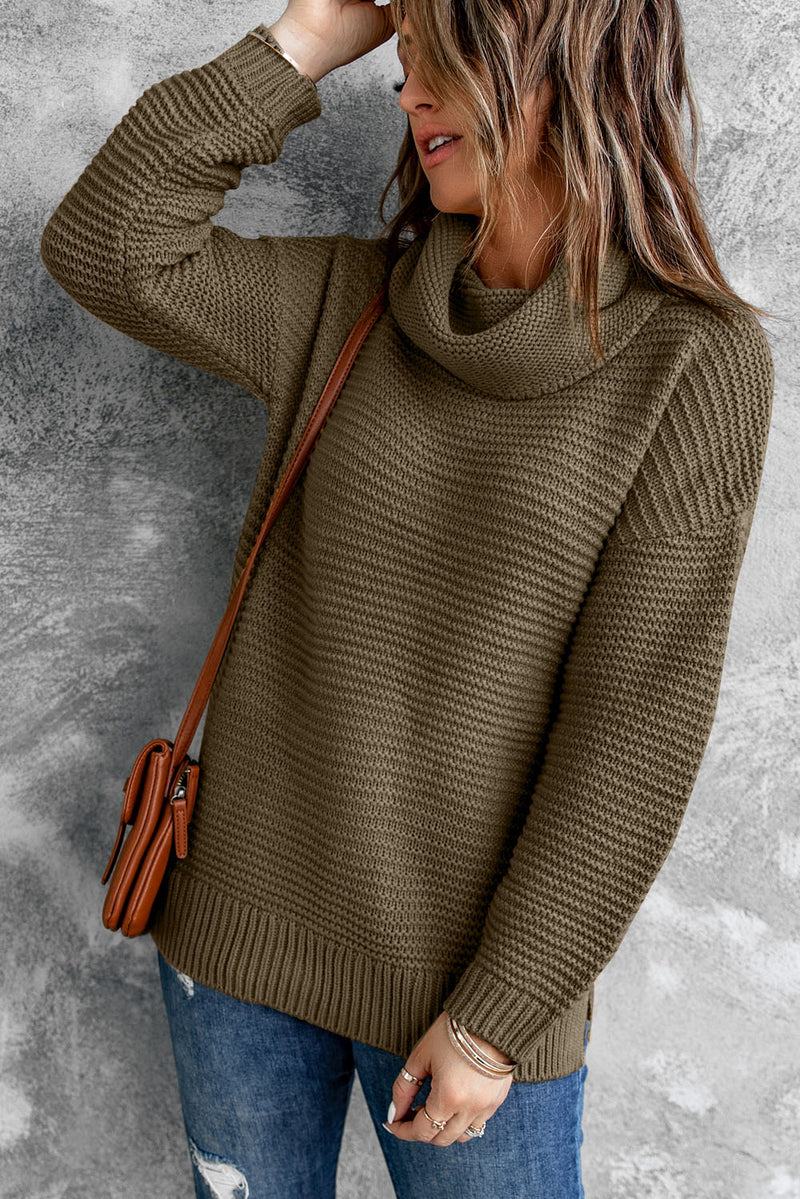 Sage Green Cozy Long Sleeves Turtleneck Sweater