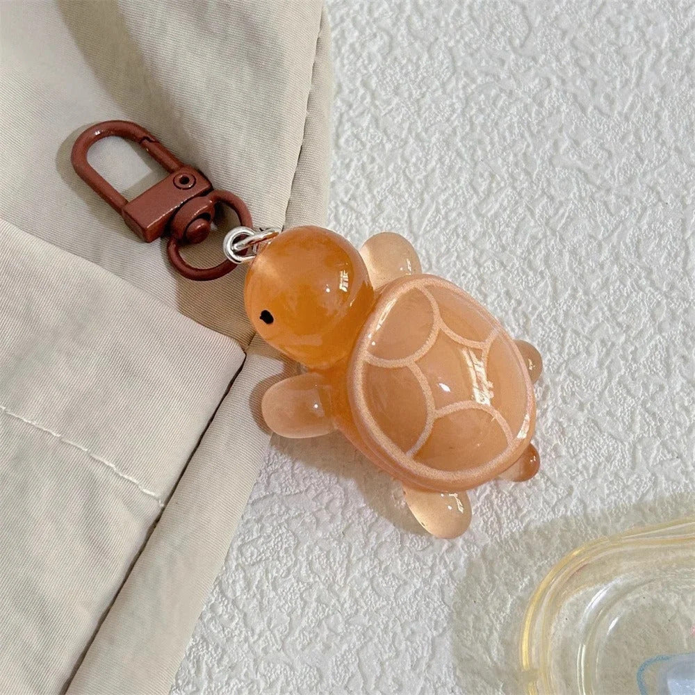 Cute Glow in The Dark Turtle Keychain for Women Girls Backpack Pendant Colorful Tortoise Keyring Student DIY Accessories Gift