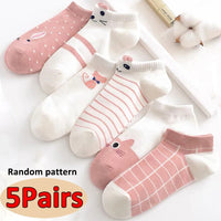 1-5Pairs Cotton Short Sock Cartoon 3D Cat Puppy Dog Animal Socks Harajuku Kawaii Women Girls Anklet Socks Breathable Casual Sox