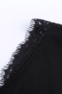 Blank Apparel - Black Sleeveless Eyelash Lace V Neck Tank Top