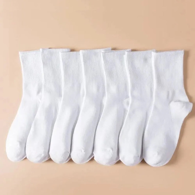 7/10/20 Pairs Mid Length Socks Women Classic Black White Solid Color Fashionable Casual Sports Absorbing Breathable Men Socks