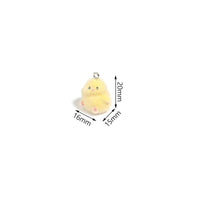 10/20/30pcs Kawaii Small Yellow Chicken Resin Charms Flocked Animal Pendant For Earring Keychains Diy Jewelry Make