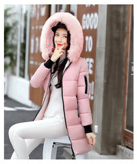 Women's Plus Size cotton jacket long hooded parka with fur collar warm thick jacket casual jacket cotton jacket women's par