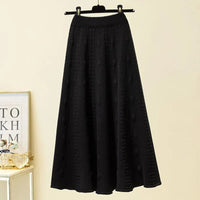 Rimocy Autumn Winter Knitting Long Skirts Women Elegant Solid Color High Waist Skirt Woman Chic Elastic Soft Midi Skirts Ladies