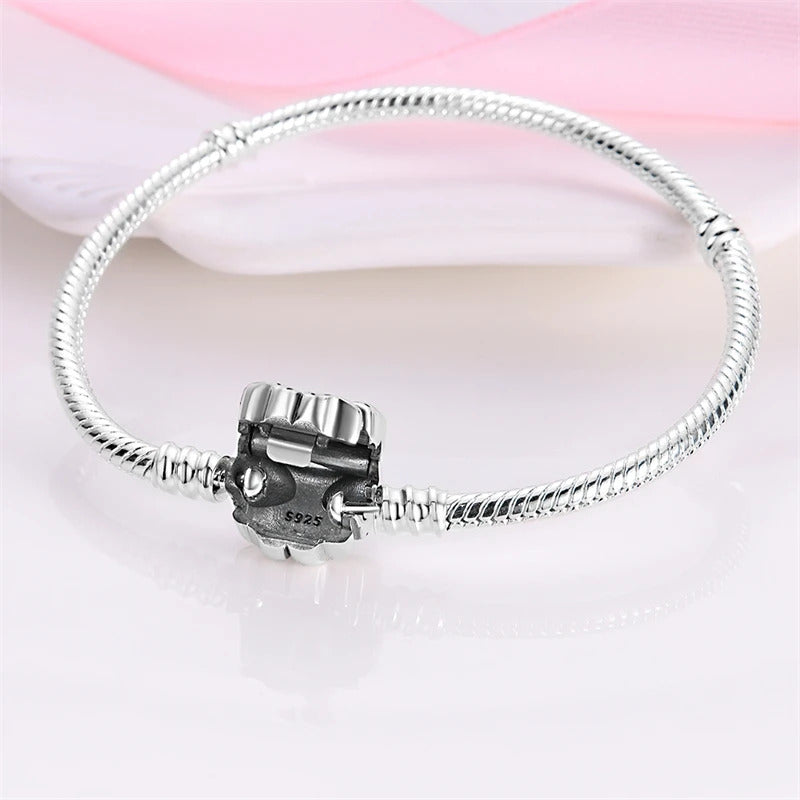 2024Hot Sale Heart Zircon Snake Chain Charm Beads Bracelet Women 925 Silver Original Pendant Bead DIY Jewelry Fine Festival Gift