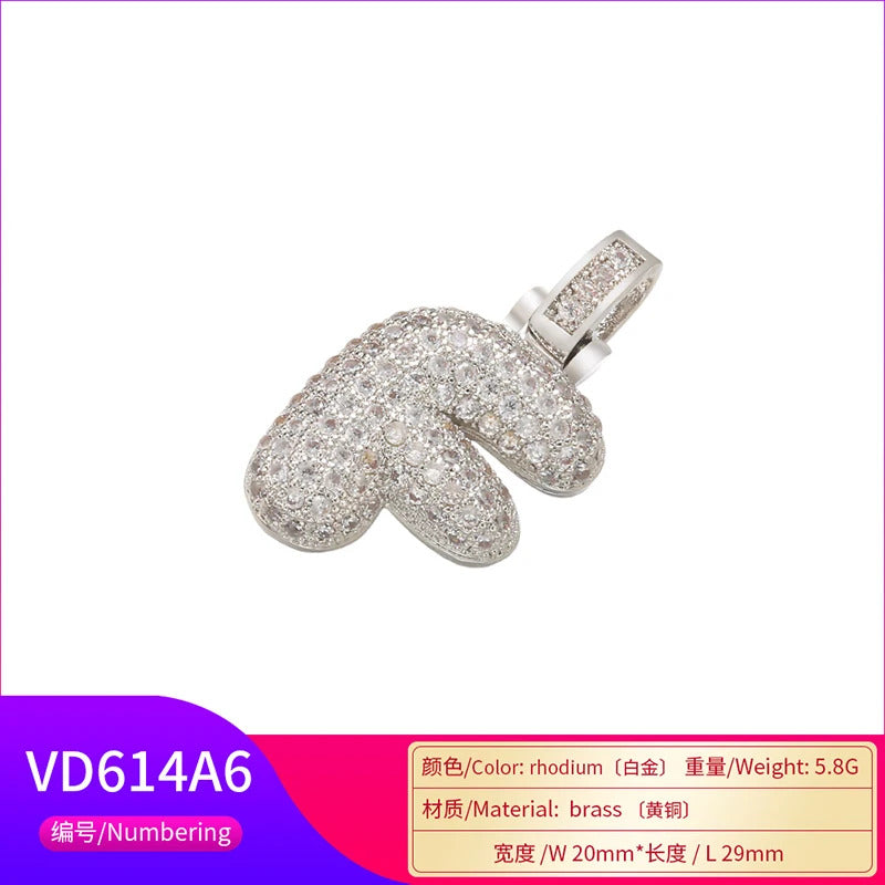 ZHUKOU 20x29mm delicate 26 silver color letter pendant for women handmade DIY necklace earrings jewelry accessories mode: VD614