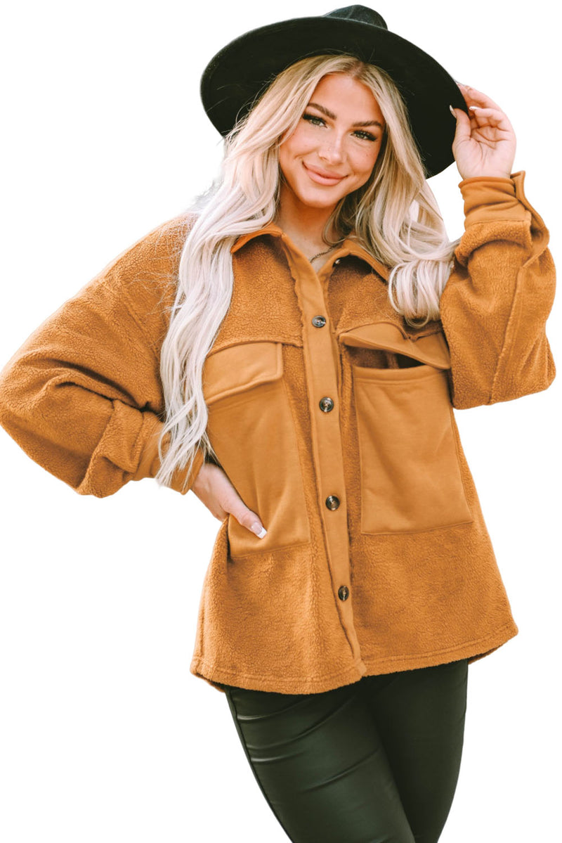 Brown Flap Pocket Buttoned Jacket