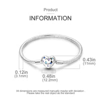 2024Hot Sale Heart Zircon Snake Chain Charm Beads Bracelet Women 925 Silver Original Pendant Bead DIY Jewelry Fine Festival Gift