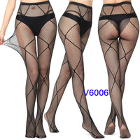 Women Sexy Fishnet Tights Jacquard Weave Seamless Pantyhose Yarns Garter Grid Fish Net Stockings Black Spider Gothic Lace Tights