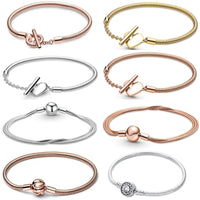 925 Silver Or Rose Gold Chain Love Jewelry Gifts Suitable For Pendant Charm Beads Women's Heart Bracelet