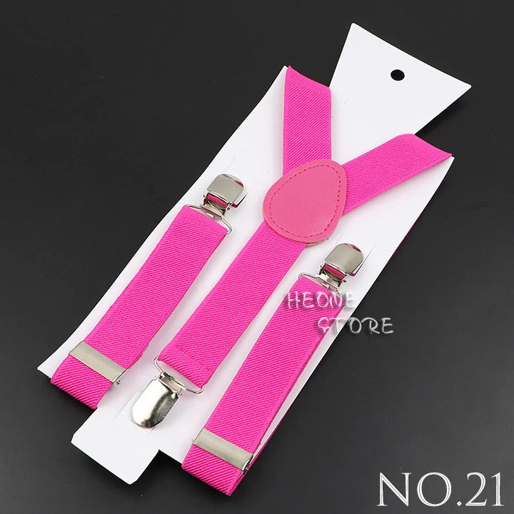 New Candy Color Adjustable Suspenders Elastic Leather Y-Back Braces Straps For Men Women Kids Pants Shirt Girl Skirt Accessories