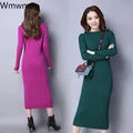 Pleated Knitted Dress Bottoming Sweater Dresses Fake Two Pieces Women Vintage Elegant Long Sleeve Fall Casual Slim Midi Vestidos