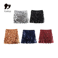 Koekop Fashion Summer Women's Skirt Streetwear Glitter Short Skirt Sequin Mini Skirt Women Luxury High Waist Skirts for Woman