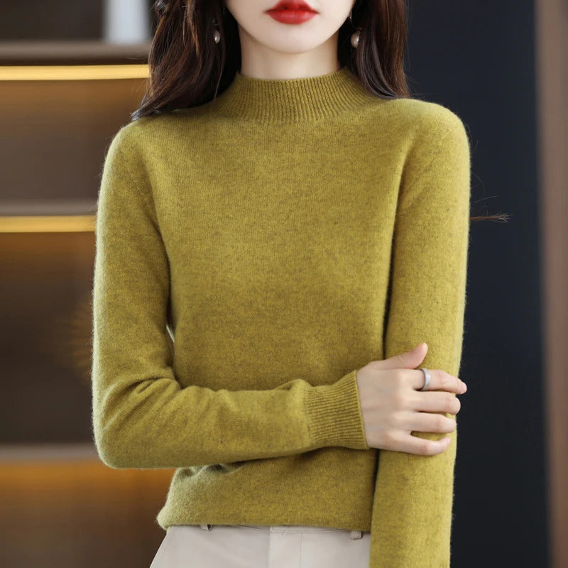 100% Pure Wool Half-neck Pullover In Autumn And Winter New Cashmere Sweater Women's Casual Knit Top Women's Coat 19 Colors