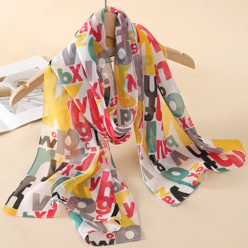 2024 New Print Chiffon Scarf Shawl Women Sunscreen Silk Scarf Turban Long Wrap Beach Travel Outdoor Accessories Trendy Headband