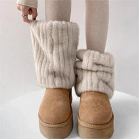 Women Thickened Imitation Mink Fur Plush Leg Warmers Boots Cover Warm Leggings Boots Mid Length Socks Harajuku Party Accessories