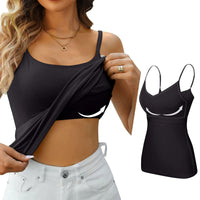 Padded Bra Tank Top Women Modal Spaghetti Solid Cami Top Vest Female Adjustable Camisole With Built In Bra Fitness Clothing