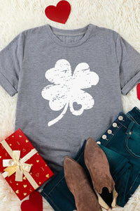 Gray St Patrick Shamrock Graphic Print Tee