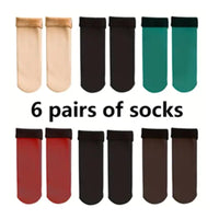 Winter Warm Solid Women Socks Thicken Thermal Socks Wool Cashmere Black Skin Seamless Snow Sock Velvet Unisex Socks