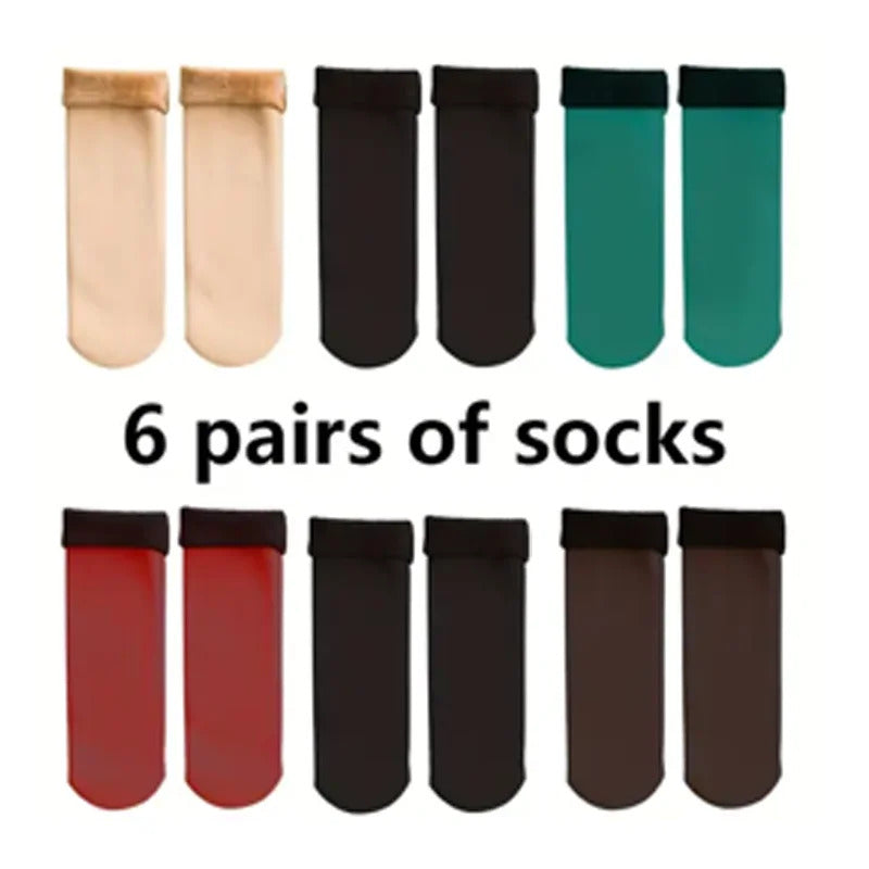 Winter Warm Solid Women Socks Thicken Thermal Socks Wool Cashmere Black Skin Seamless Snow Sock Velvet Unisex Socks