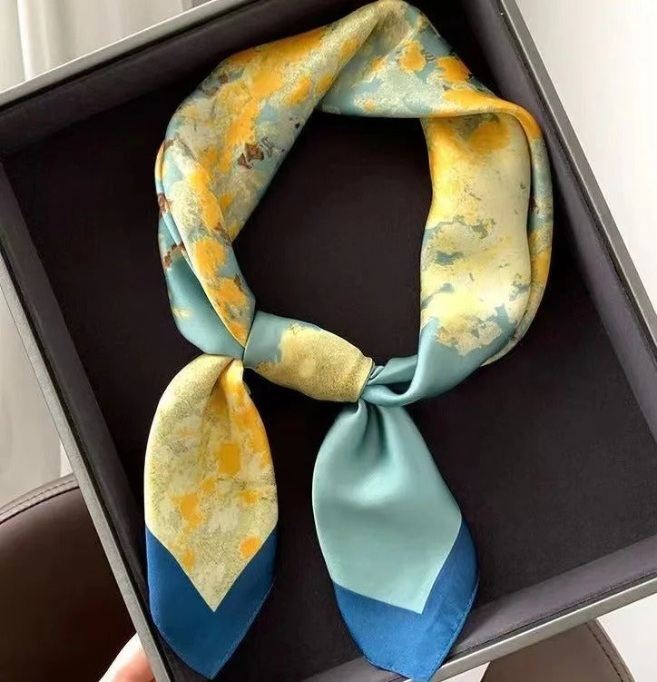 Luxury Fashion Print 70*70cm Silk Square Scarf Women Soft Satin Hairband Neckerchief Tie Female Headband Foulard Bag Ribbon