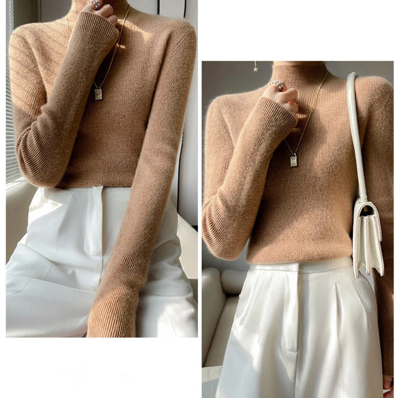 MEXZT Solid Sweater Women Half Turtleneck Knitted Pullovers Harajuku Korean Thick Knitwear Autumn Winter Fashion Slim Jumpers