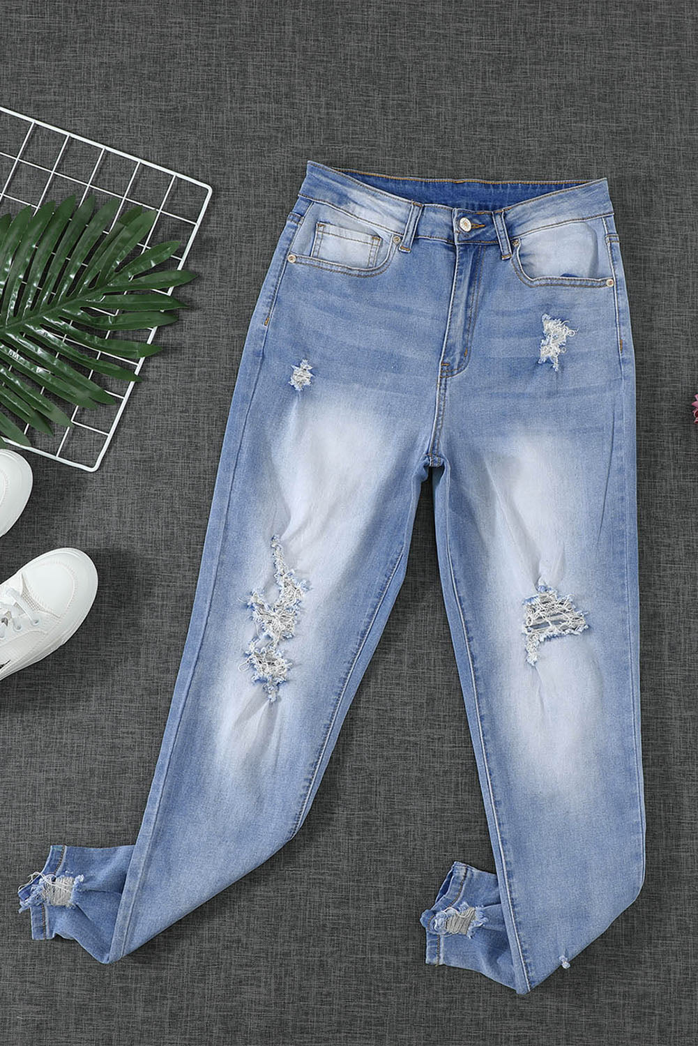 Distressed Mid Rise Jeans