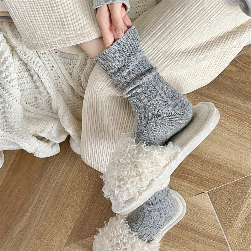 Women's Socks Winter New Novelty Fashion Japanese Style Casual Crew Socks Warm Striped Autumn Simple Wool Socks For Girls Trendy