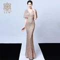 Shinny Gold Sequined V Neck Sleeveless Elegant Evening Dresses Sexy Robe De Soiree Formal Dress Luxury Mesh Club Party Vestidos