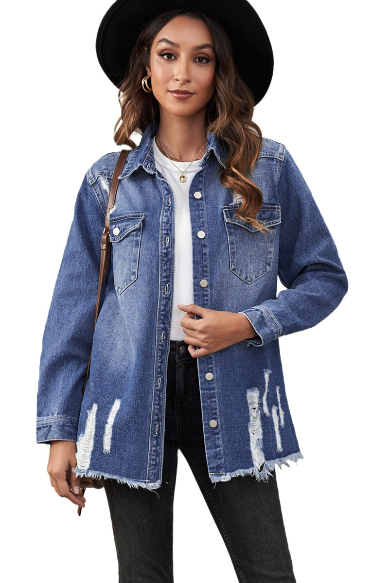 Blank Apparel - Blue Distressed Denim Jacket