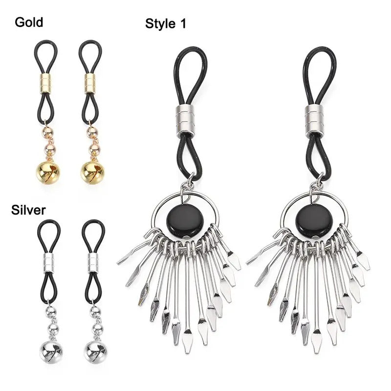 Nipple Clamps for Women Metal Fake Nipple Piercing Nipple Accessories Nipple Rings Faux Pendant Dangle Nipple Jewelry