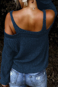 Dark Blue Dew Shoulder Juliette Knitted Sweater