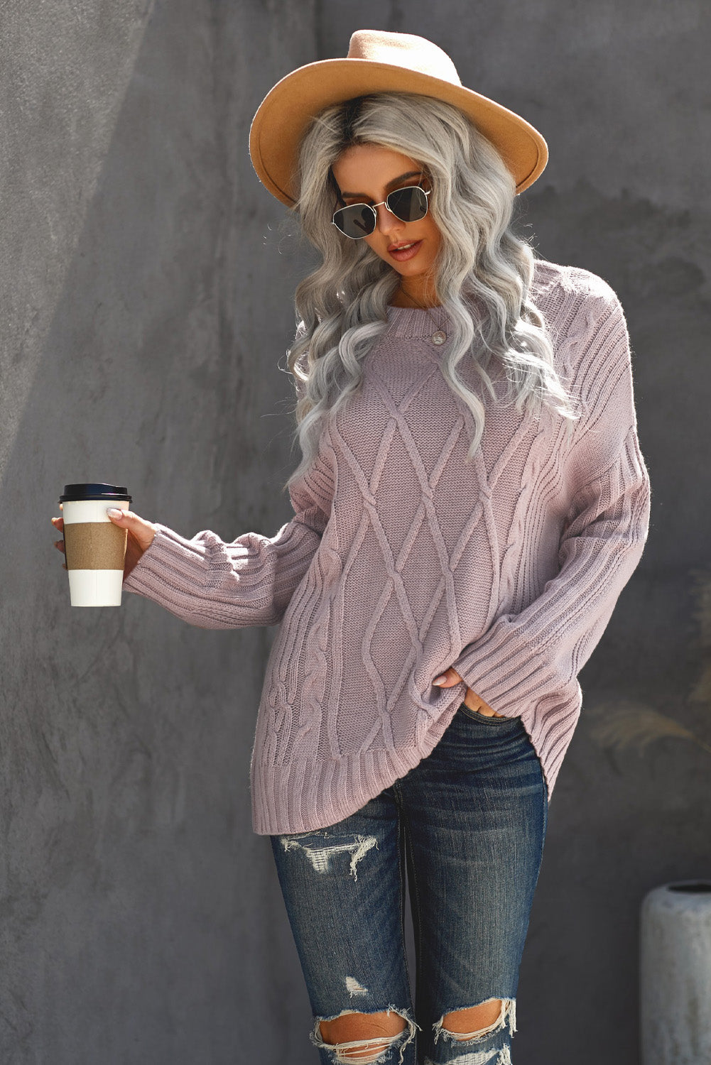 Wine Oversize Thick Pullover Sweater