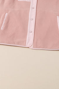 Pink Sherpa Contrast Trim Zipped Pocket Jacket