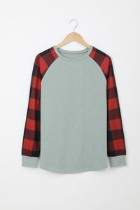 Blank Apparel - Green Buffalo Plaid Long Sleeve Sweatshirt