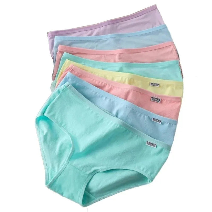 7Pcs Panties for Women Cotton Underwear Plus Size Sexy Briefs Girls Breathable Soft Lingerie Female Cute Solid Color Underpants