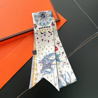 2023 French Versatile Tarot Goddess Sun Ladies 100% Twill Silk Scarf Decoration Long Strip Tie Binding Bag Ribbon