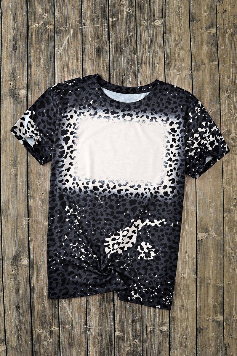 Leopard Blank Apparel- Bleached Leopard Crew Neck T-shirt